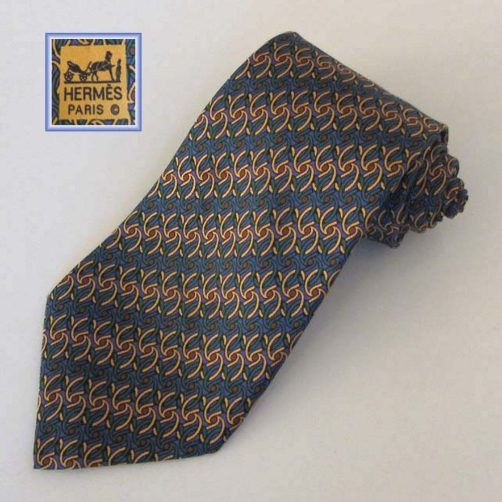 new HERMES 7454 HA Linked In Love pattern silk tie France